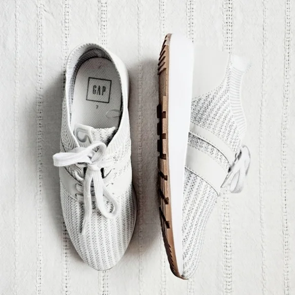Gap Gapfit Knit Athletic Shoe Sneaker White Stretch Athleisure Lounge Work 7 New - Picture 15 of 16